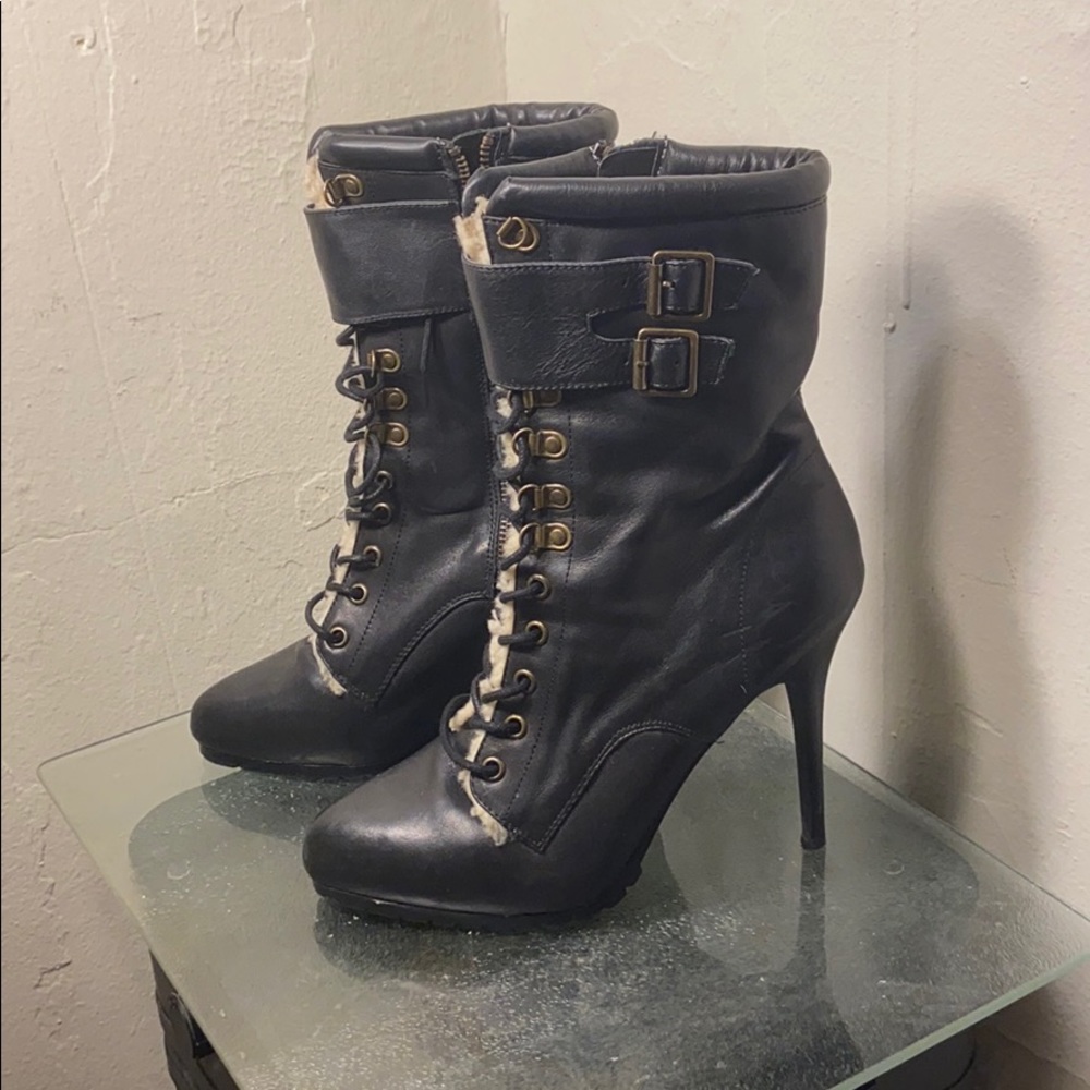 Aldo black genuine leather heeled boots - Picture 4 of 4